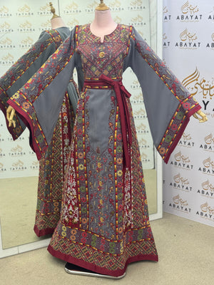 Smoky Grey Heritage Palestinian Tatreez Thobe