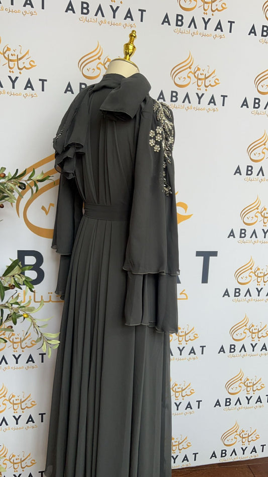 Elegant Grey Sequence Abaya