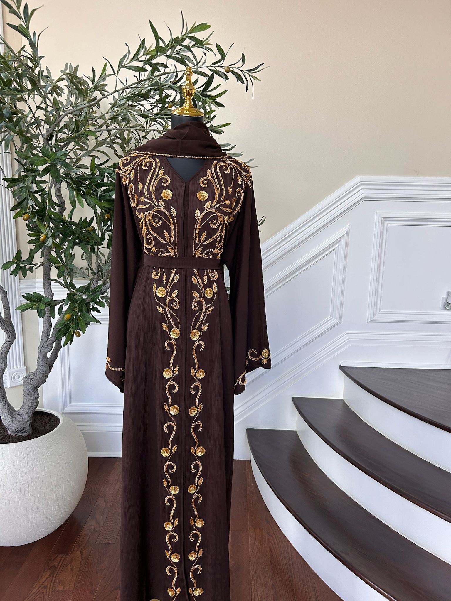 Brown Golden Detail Abaya