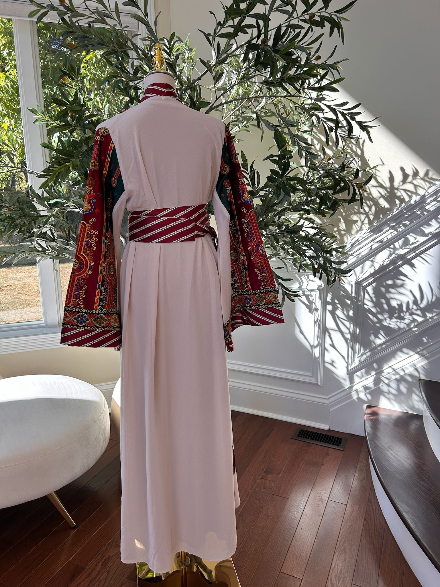 Cream Embroidery Tatreez Embellished Thobe
