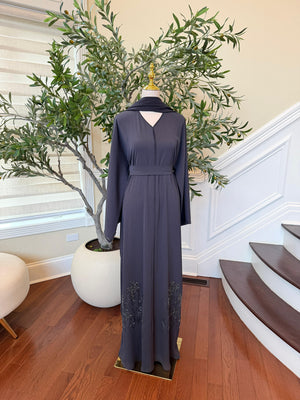 Moonlight Gray Beaded Abaya