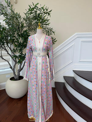 Embroidery Sequene White Kuftan