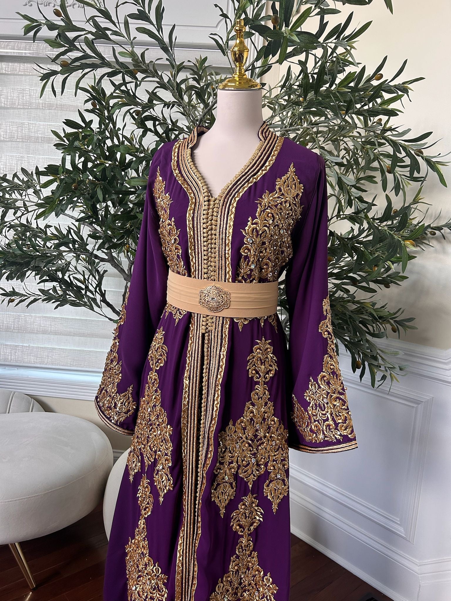 Purple Floral Elegance Kuftan