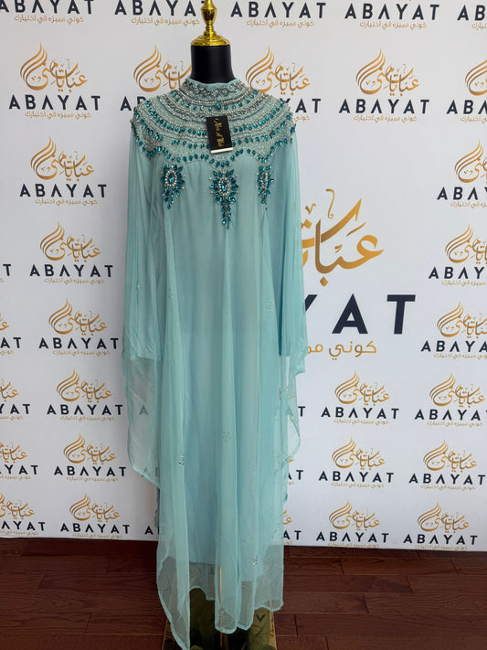 Elegant Baby Blue Abaya Dress
