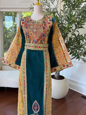 Turquoise Malaka Velvet Thobe