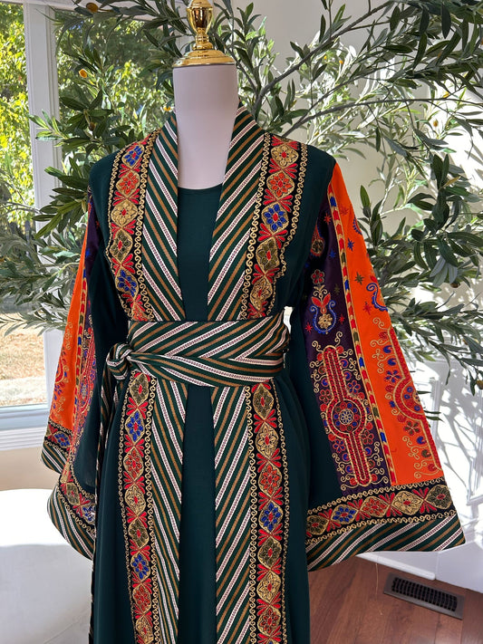 Green Embroidery Tatreez Embellished Thobe
