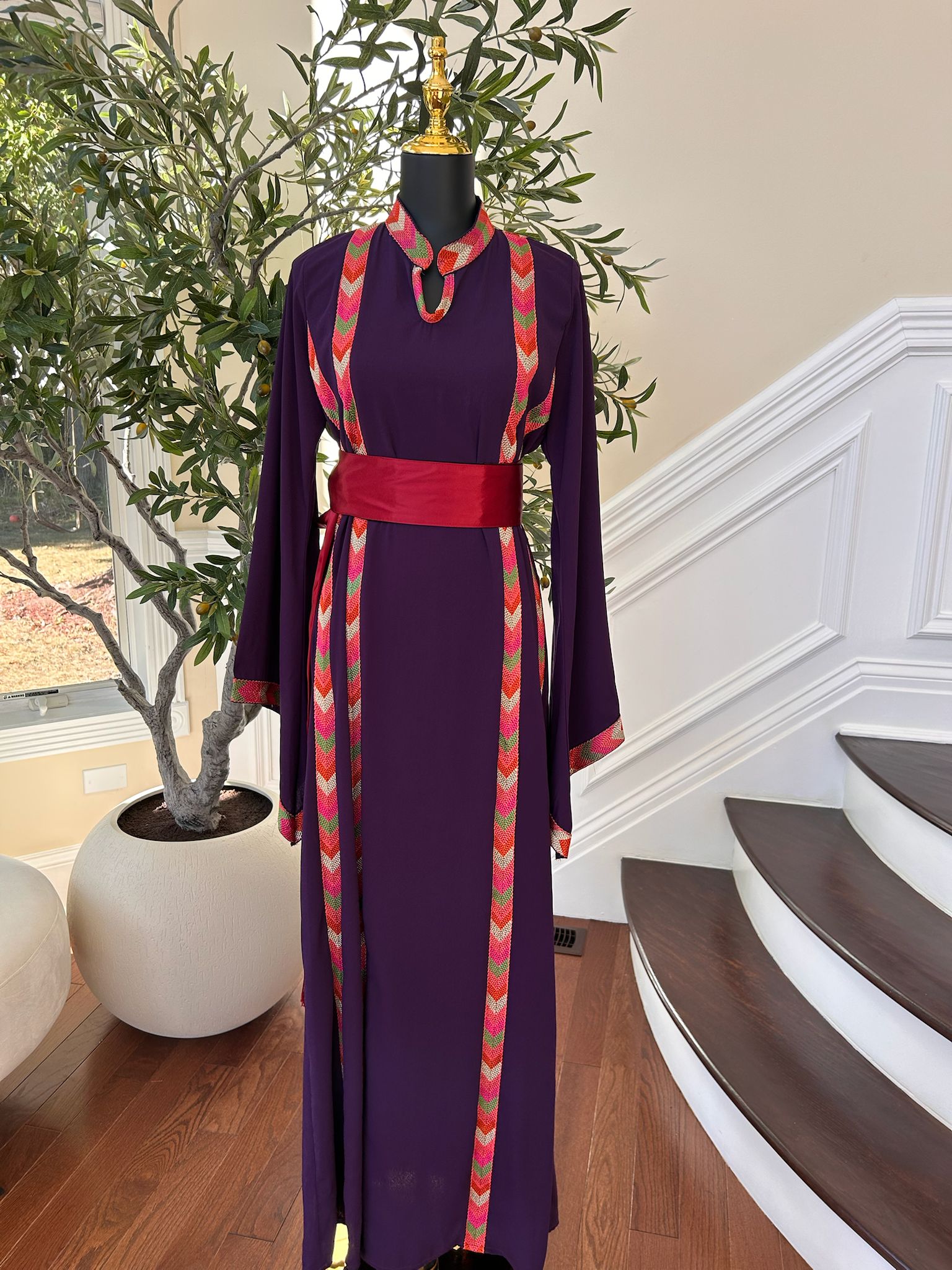 Purple Embroidery Tatreez Thobe