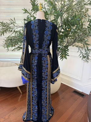 Royal Midnight Blue Embroidered Traditional Thobe (scarf not included)