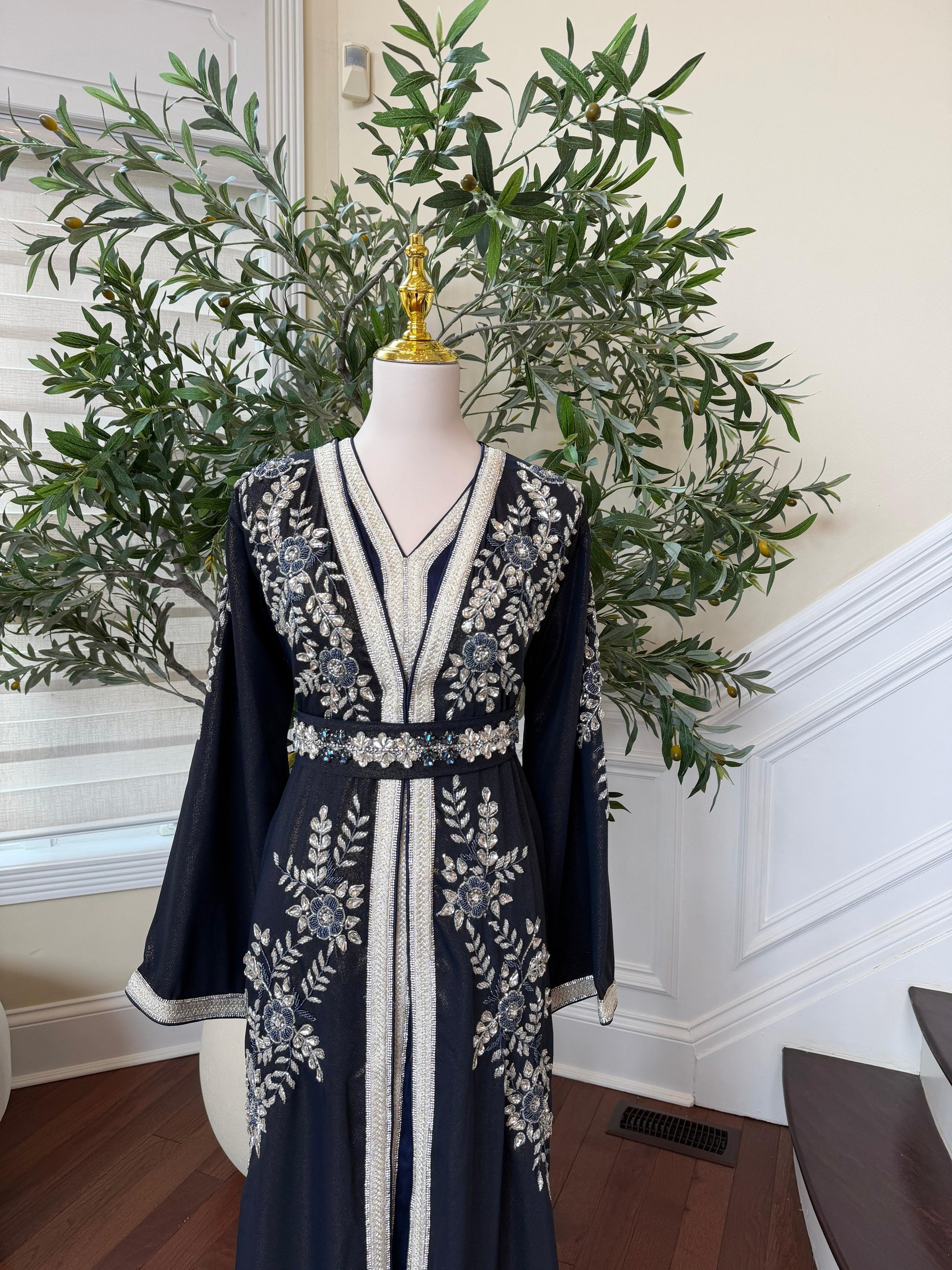 Blue Rose Beaded Royale Kuftan