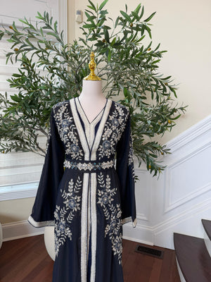 Blue Rose Beaded Royale Kuftan