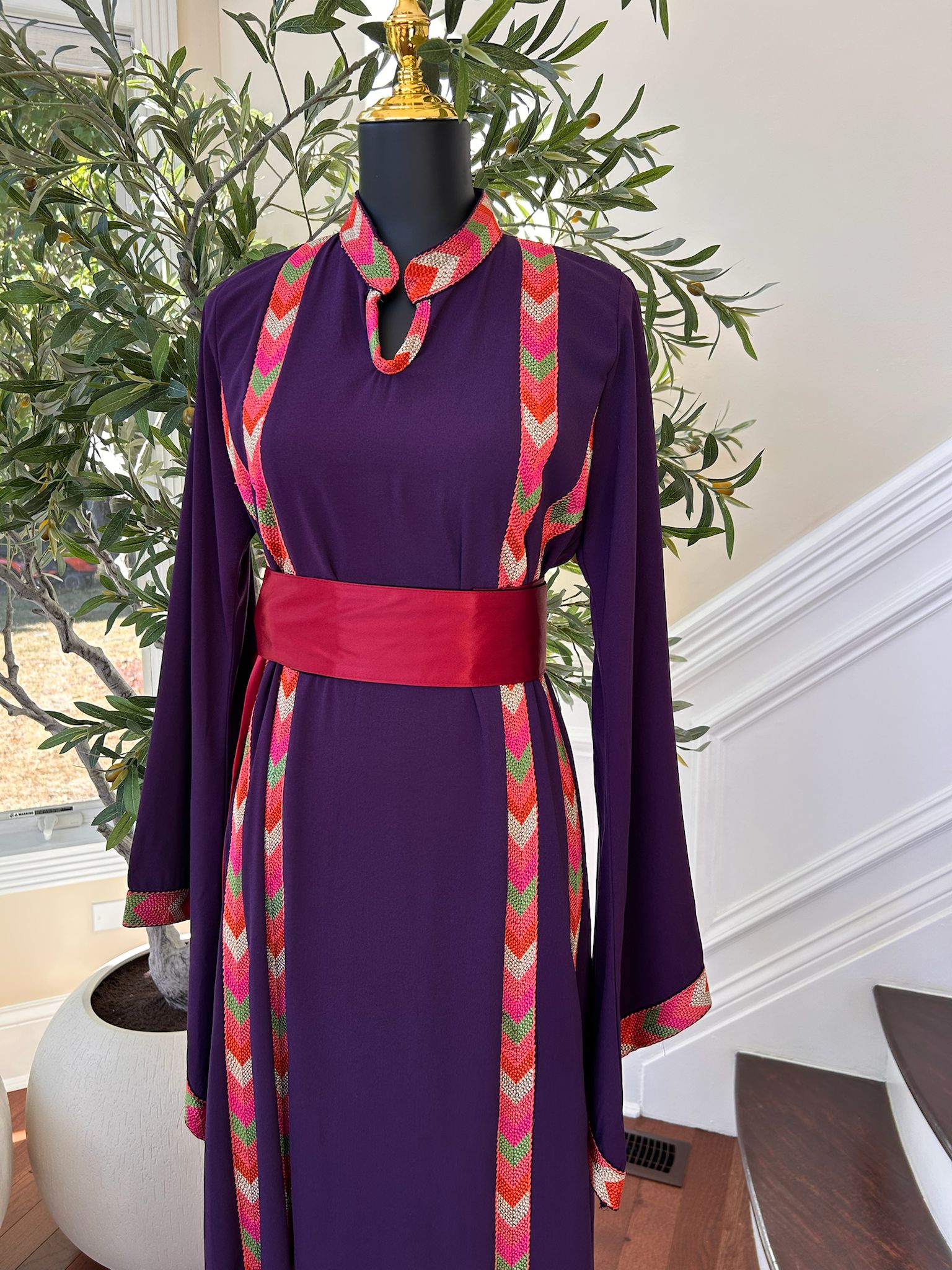 Purple Embroidery Tatreez Thobe