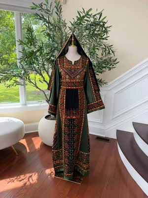 Green Embroidery Tatreez Orange Thobe