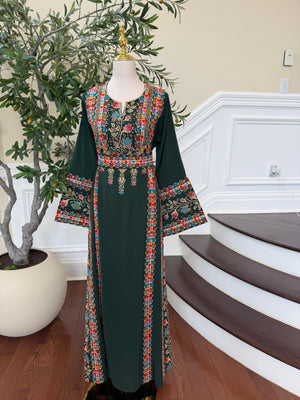 Green Embroidery Tatreez Thobe