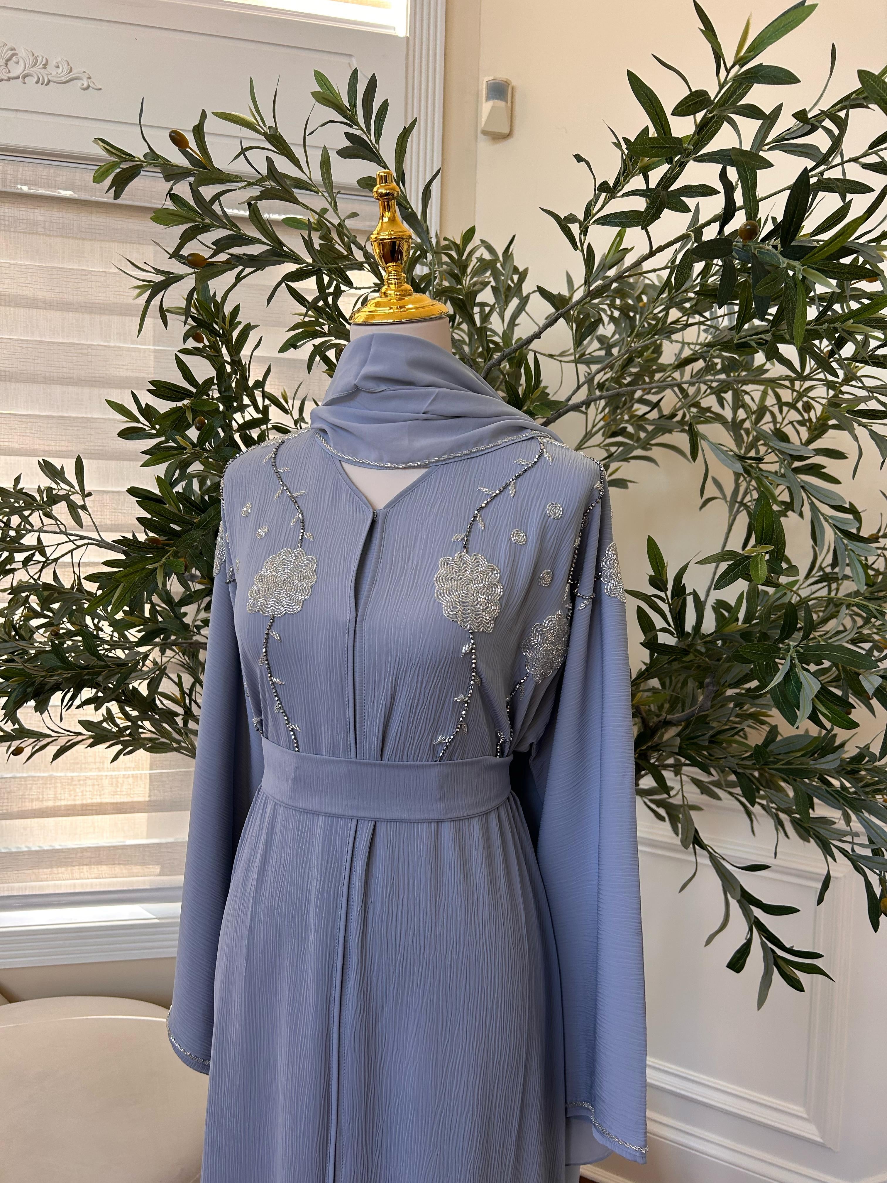 Baby Blue Charm Abaya