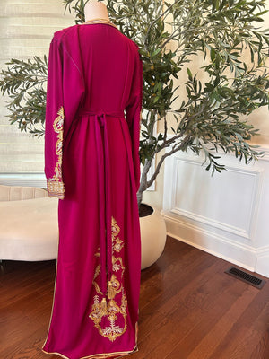 Hot Pink Golden Detail Kuftan