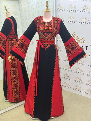Black & Red Heritage Embroidered Thobe