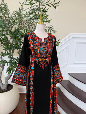 Red Embroidery Tatreez Black Thobe