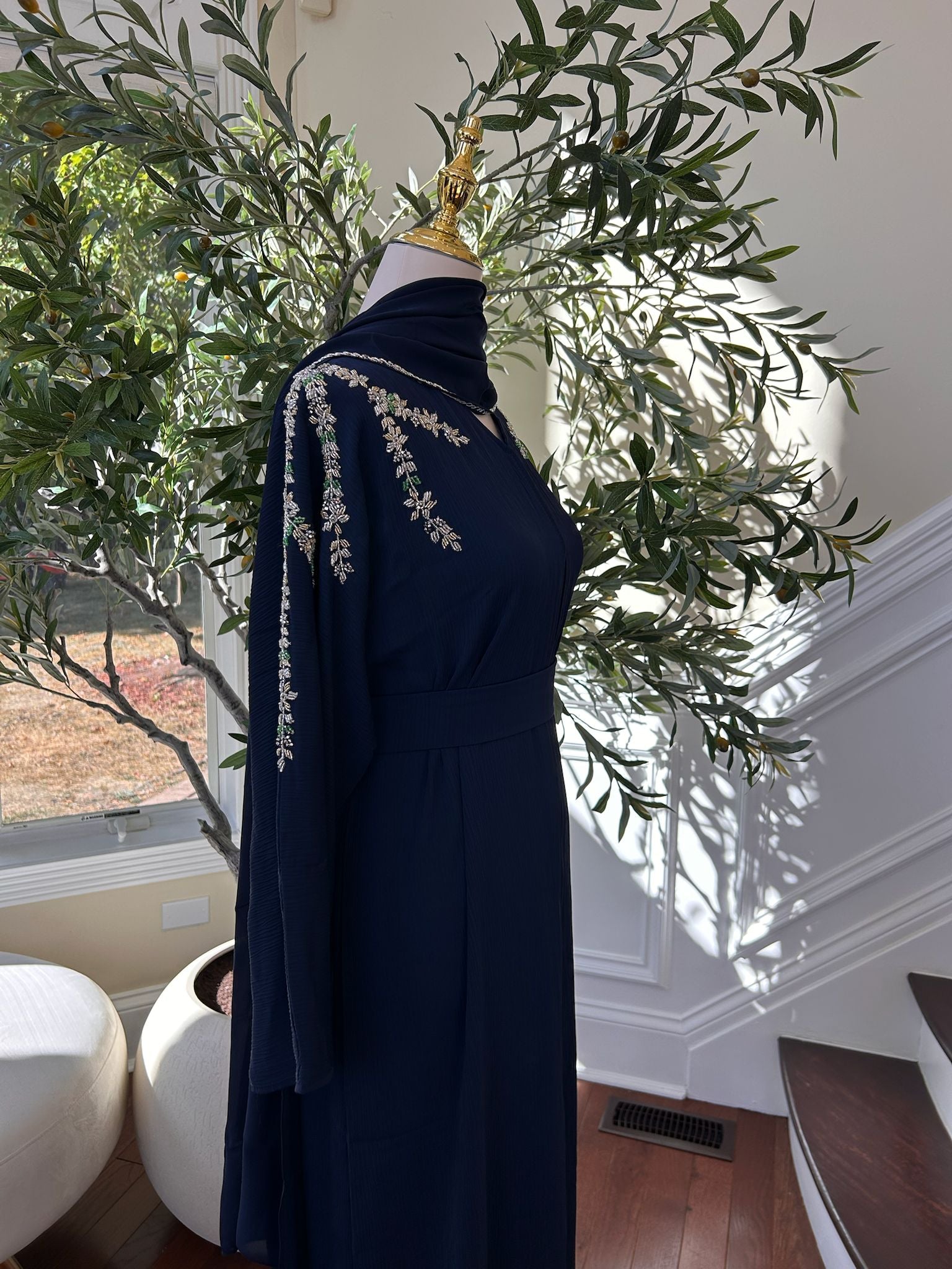 Navy Blue Elegance Sleeve Abaya