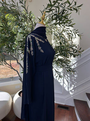 Navy Blue Elegance Sleeve Abaya