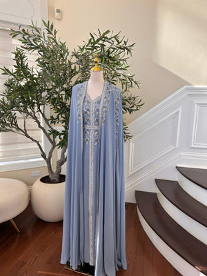 Baby Blue Beaded Stone Kuftan