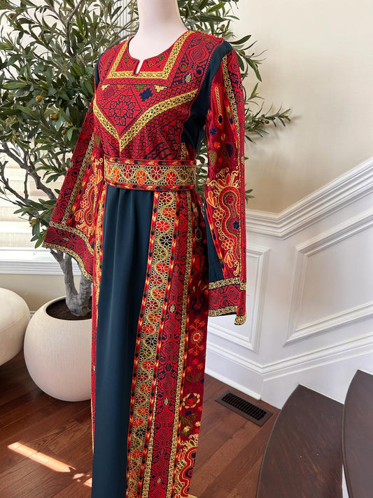 Emerald Green Tatreez Embroidery Thobe
