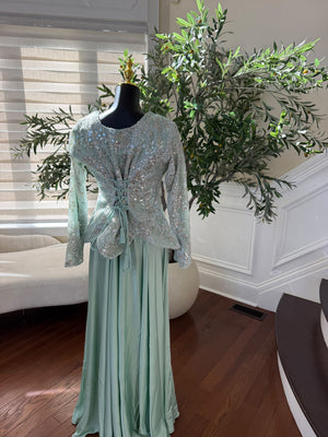 Elegant Mint Green Embellished Gown
