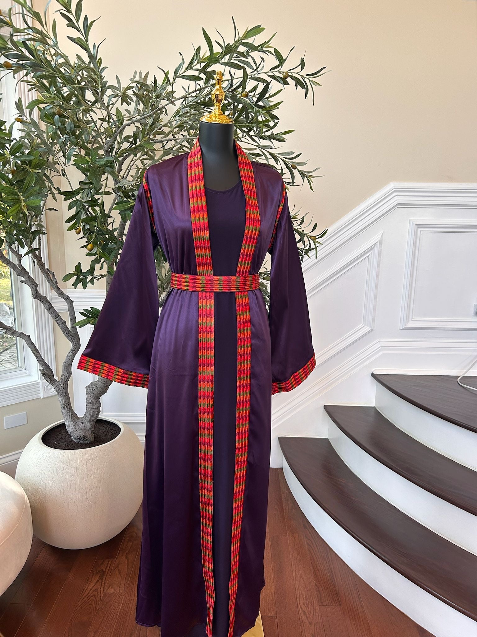Elegant Purple Tatreez Two Piece Thobe