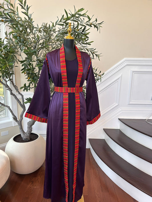 Elegant Purple Tatreez Two Piece Thobe