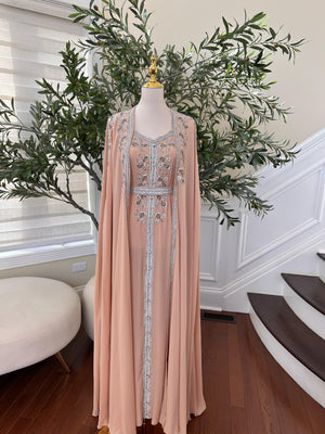 Peach/ Orange Beaded Stone Kuftan