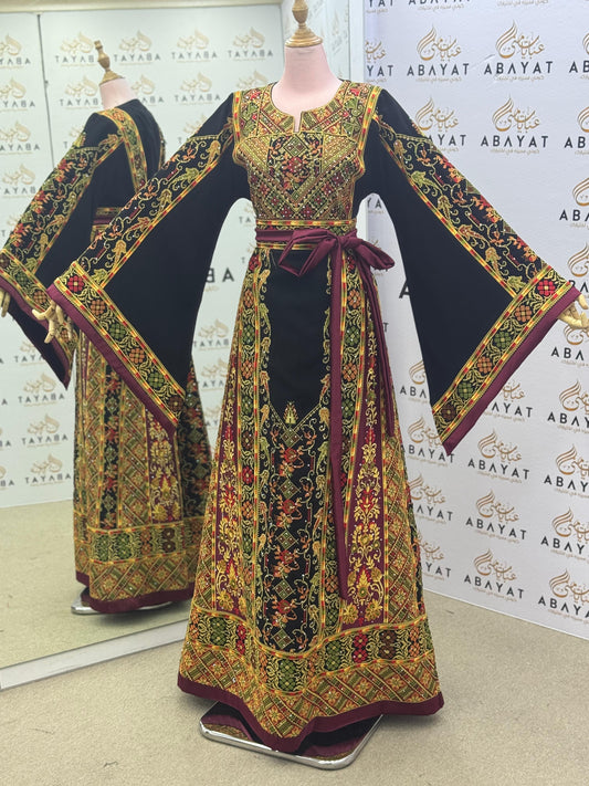 Royal Black & Burgundy Palestinian Tatreez Thobe