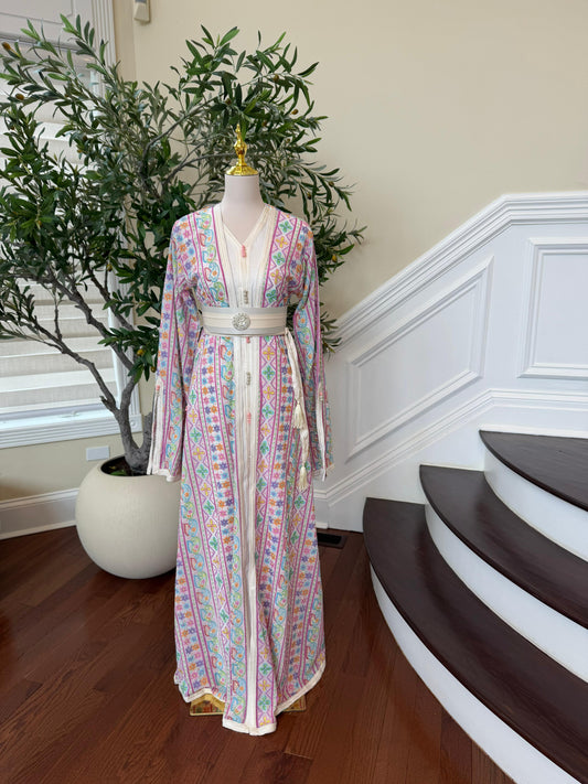 Embroidery Sequene White Kuftan