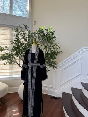 Black Two Piece Silver Embroidered Thobe
