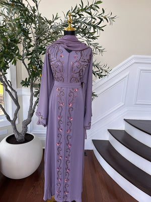 Purple Lavender Detail  Abaya
