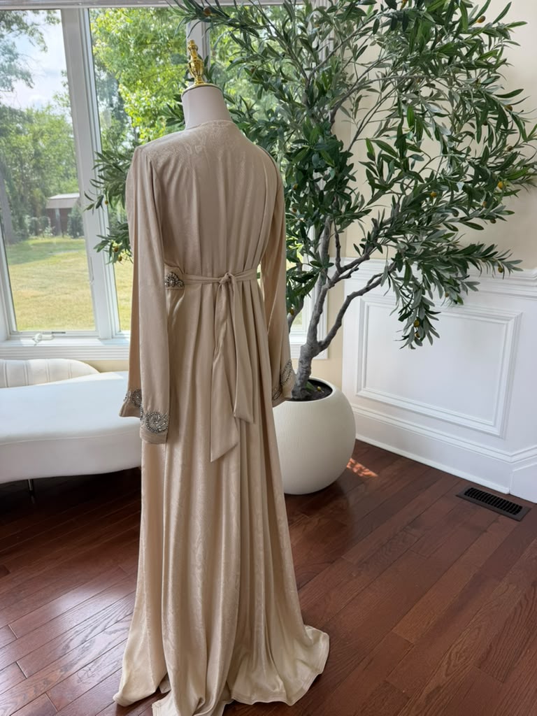 Peach Beaded Elegance Kuftan