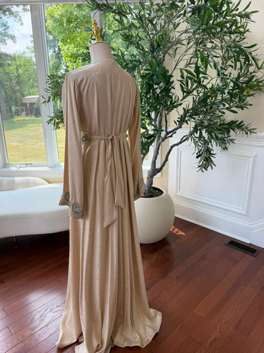 Peach Beaded Elegance Kuftan