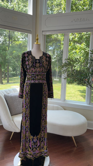 Velvet Black Stone Thobe / 341