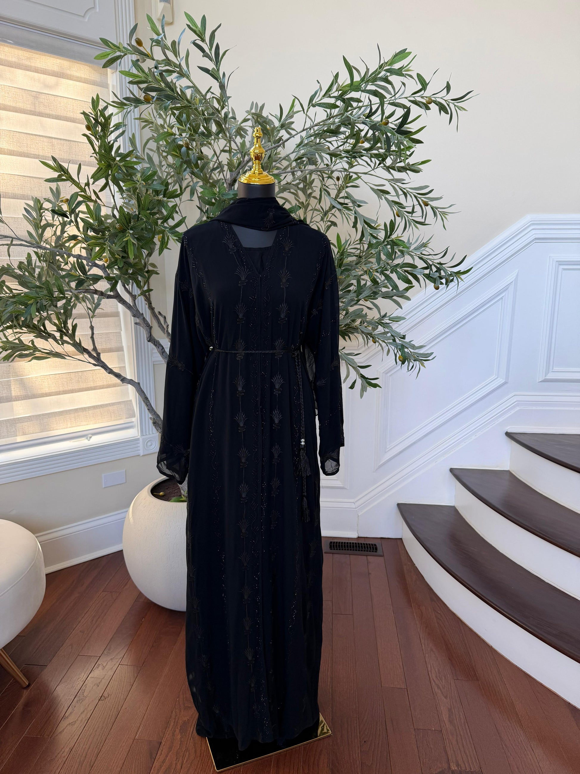 Ramadan Bloom Black Beaded Abaya