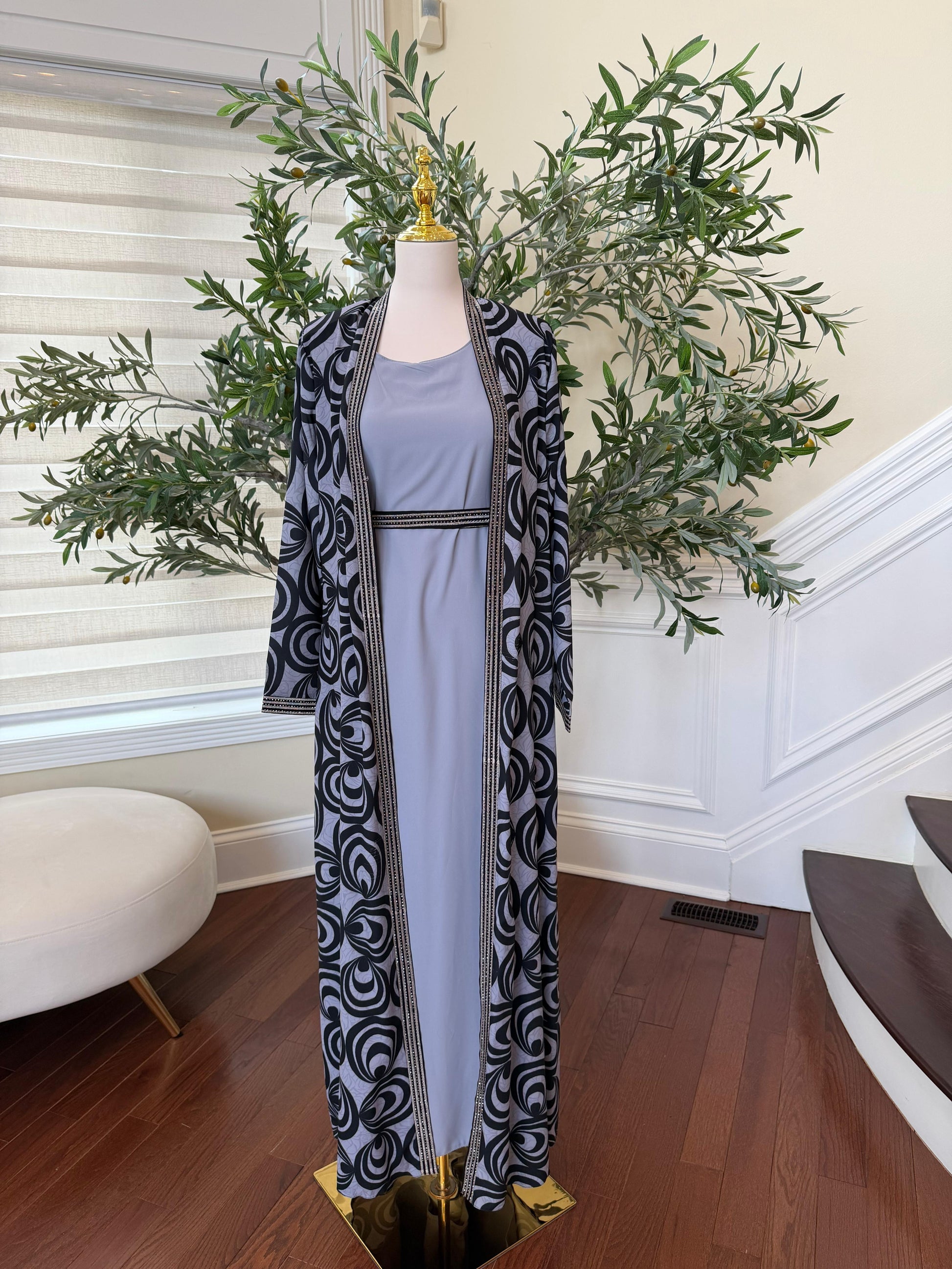 Midnight Marble Two-Piece Abaya