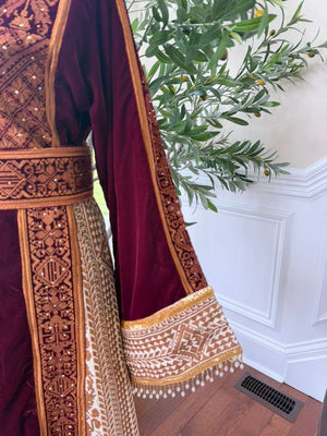 Red Velvet Embroidery Beaded Elegance Thobe