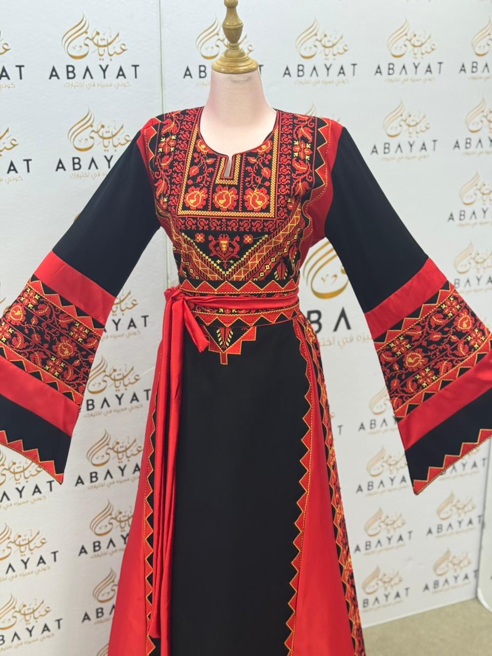 Black & Red Heritage Embroidered Thobe