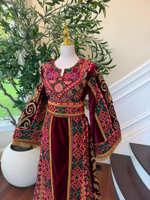 Burgundy Embroidery Tatreez Elegance Thobe