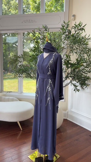 Blue Beaded Charm Abaya
