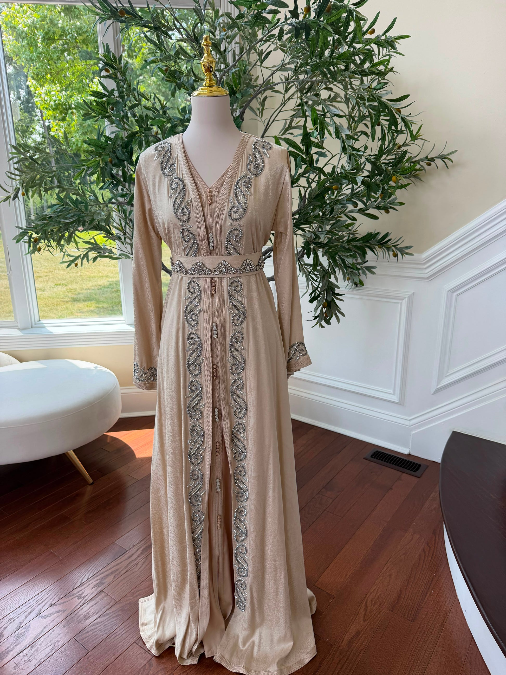 Peach Beaded Elegance Kuftan