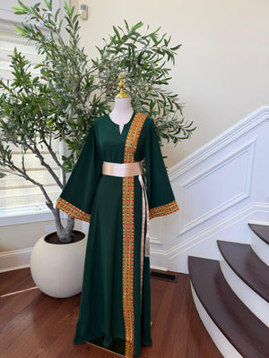 Green Embroidery Sabal Kharaz Thobe