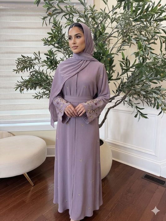 Lavender Rose Beaded Abaya