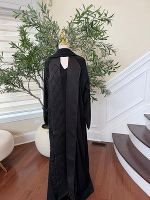 Black Designed Crystal Abaya