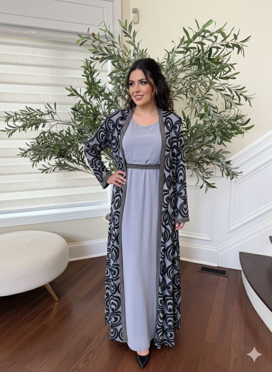 Midnight Marble Two-Piece Abaya