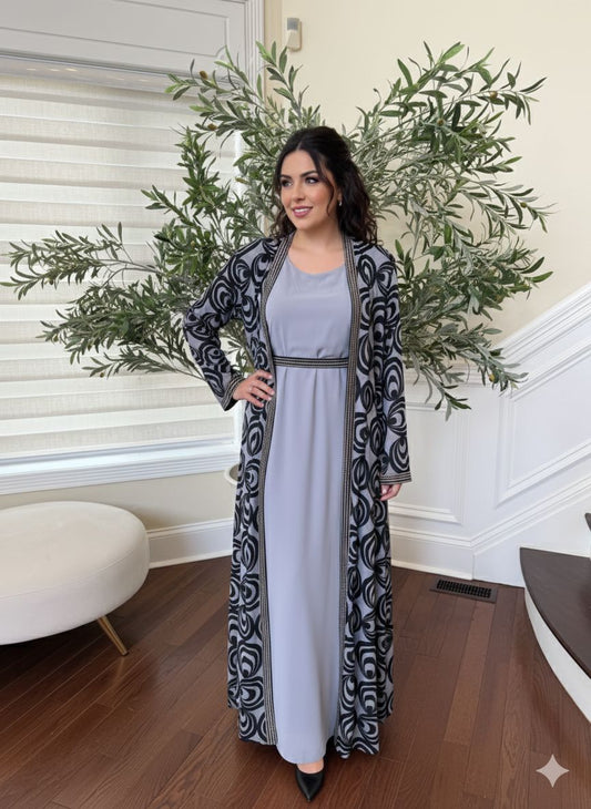 Midnight Marble Two-Piece Abaya