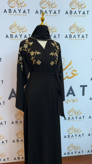 Black Golden Floral Abaya