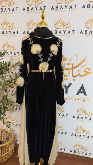 Velvet Rosey Cream Abaya